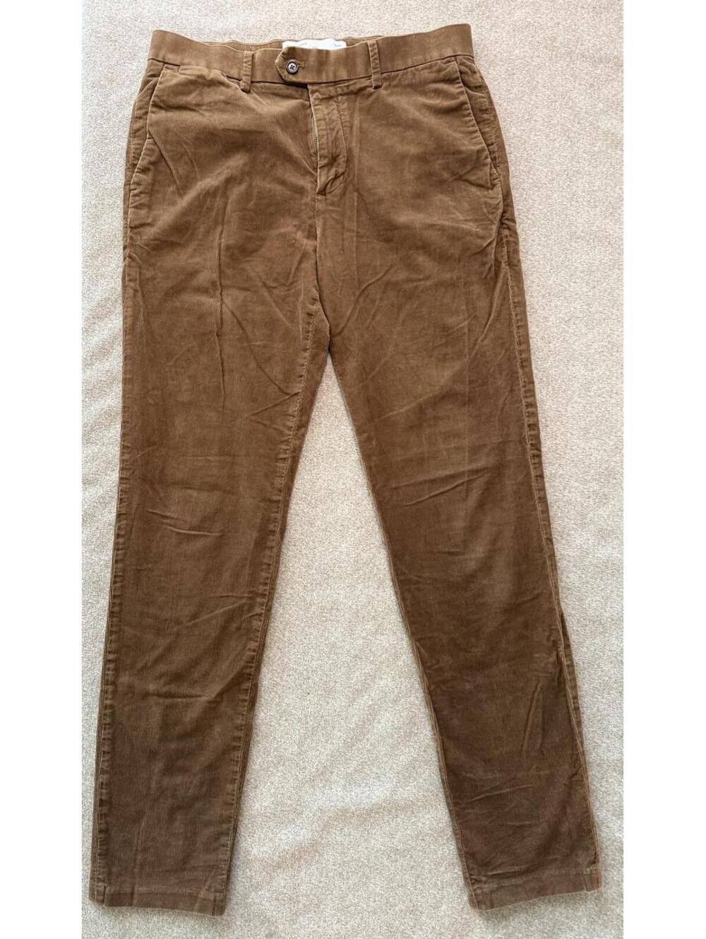 Banana Republic Traveler Corduroy Pants Men 32x34 Slim Fit Brown Tan Stretch